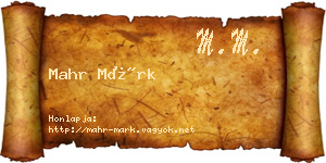Mahr Márk névjegykártya